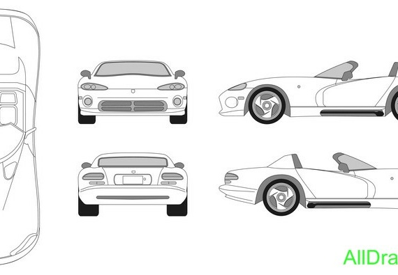Dodge Viper Targa (1996) (Додж Вайпер Тарга (1996)) - чертежи (рисунки) автомобиля